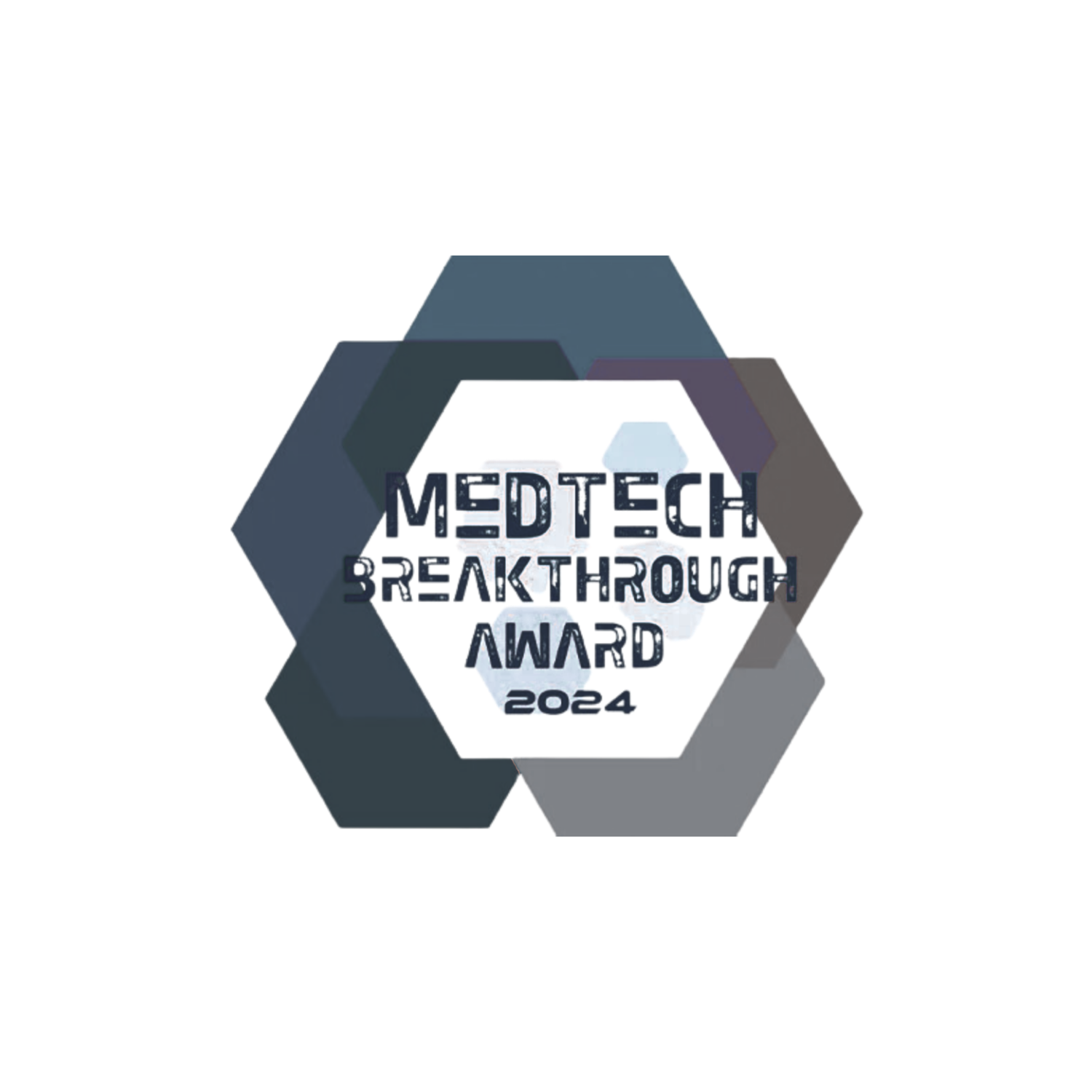 MedTech breakthrough awards logo from 2024, featuring a hexagon design with bold text in the center