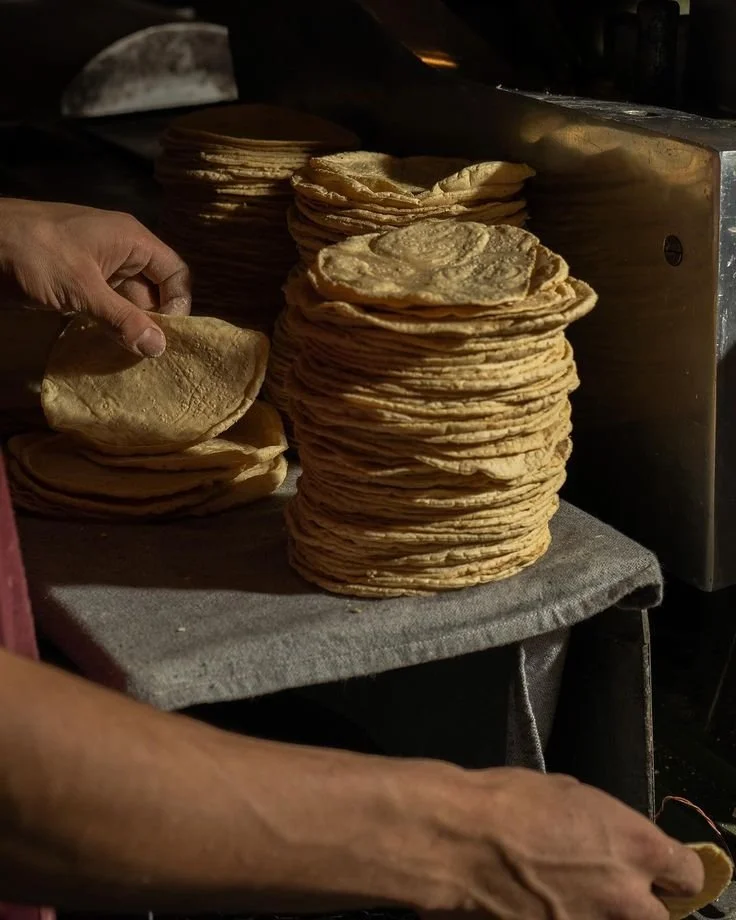 Fresh handmade tortillas being prepared in a Southern Mexican kitchen at Casa Sur in Bend, Oregon
