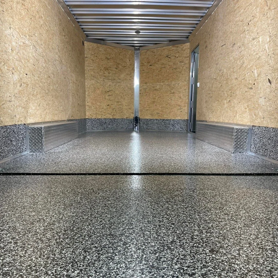 trailer with epoxy flooring installed