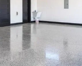 brand-new epoxy floor in garage