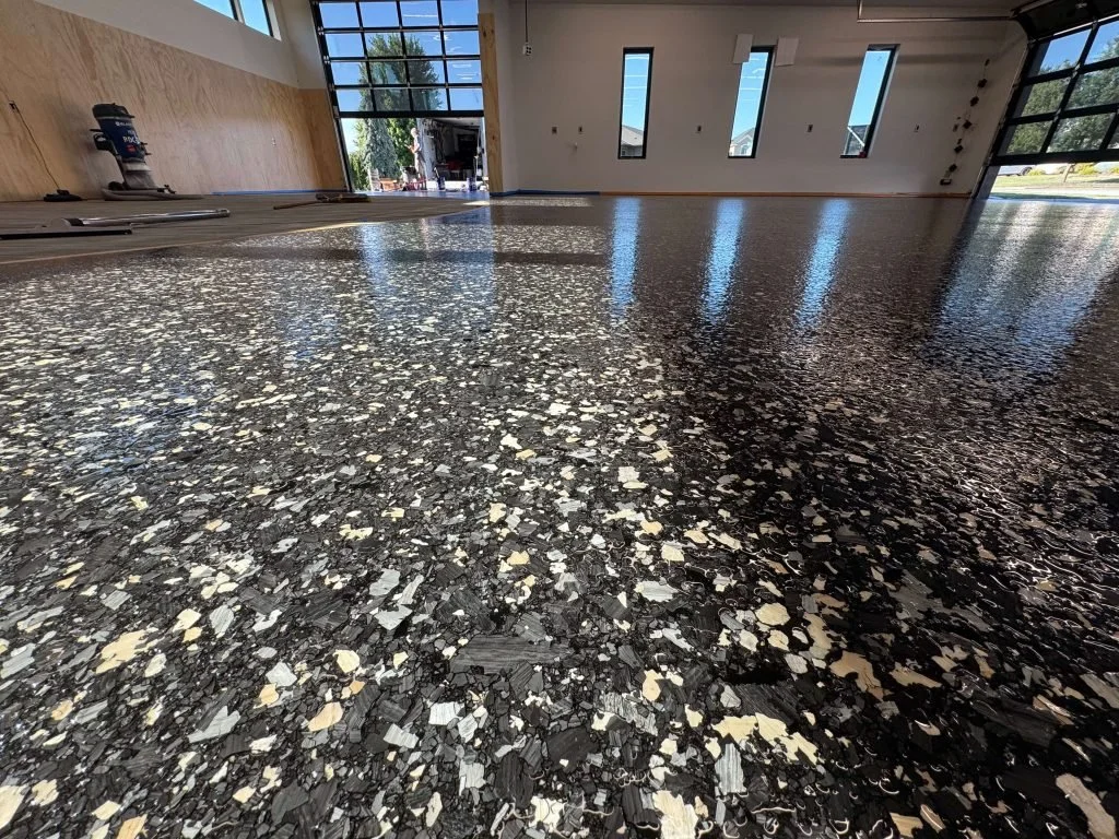 commercial spot with flake floor epoxy