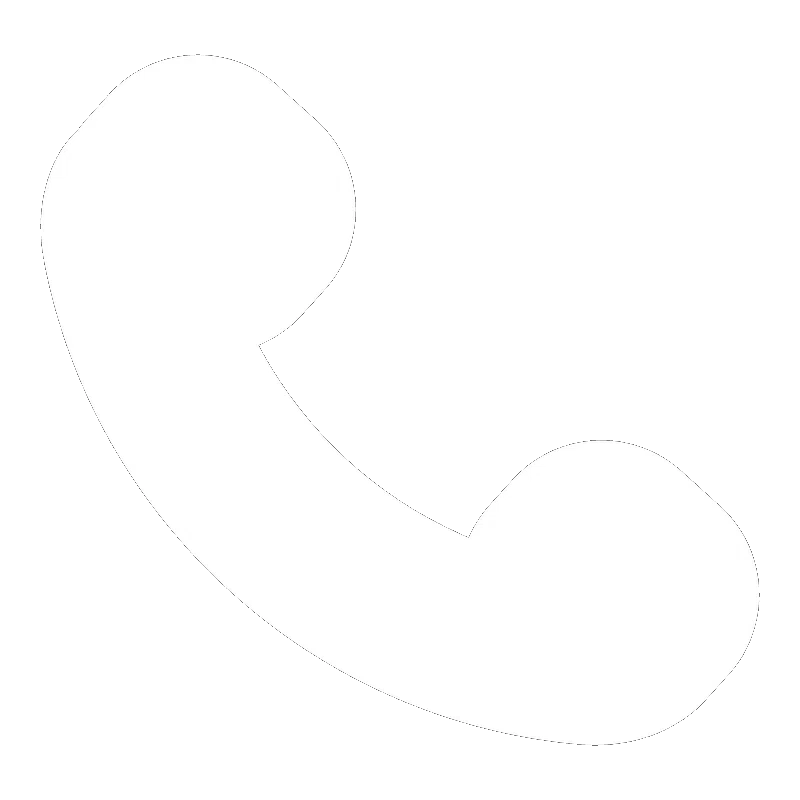 Icon of a white telephone receiver on a black background.