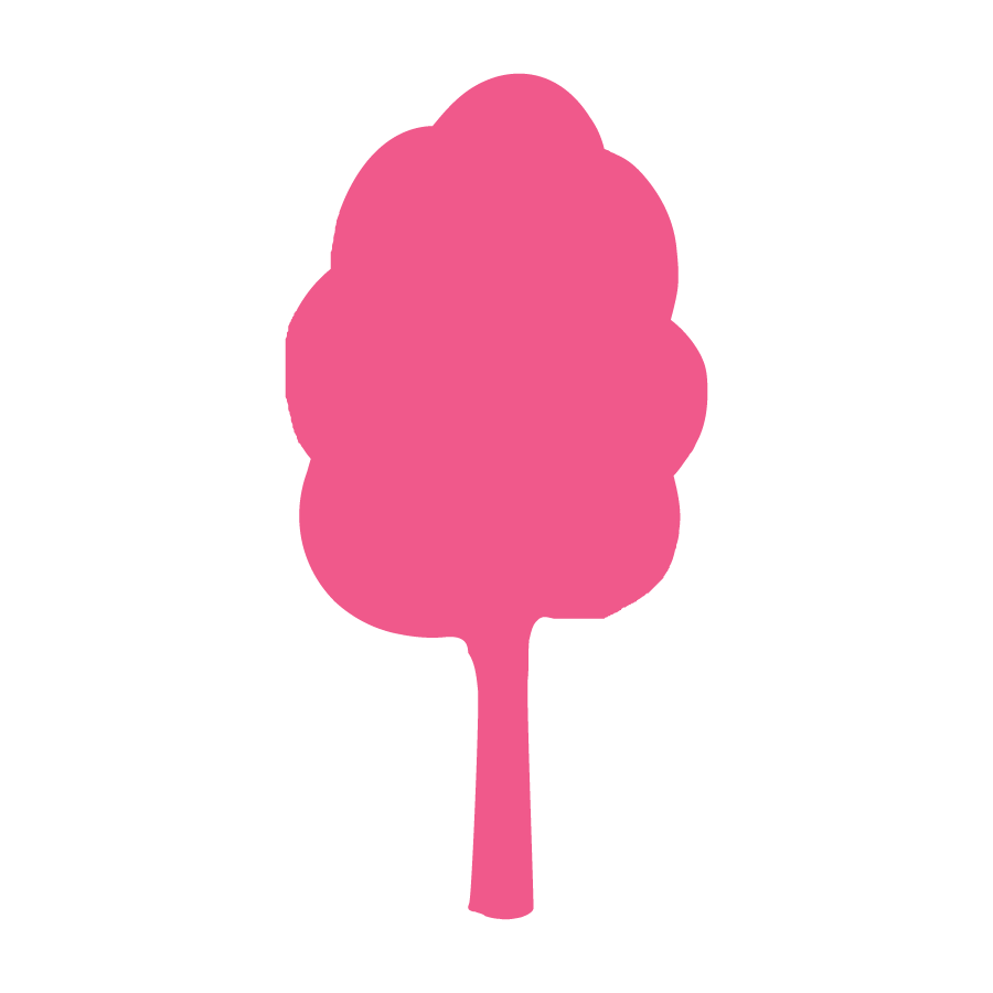 An icon of a tree in the clour pink.