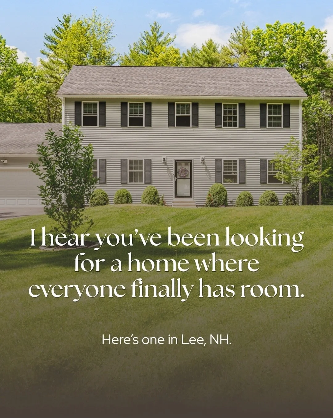 Some homes check the boxes.

Others change the way you live.

Tucked away in Lee NH, this home offers the kind of privacy that&rsquo;s becoming harder to find, while still keeping you close to everything that matters.

Designed for gathering, enterta