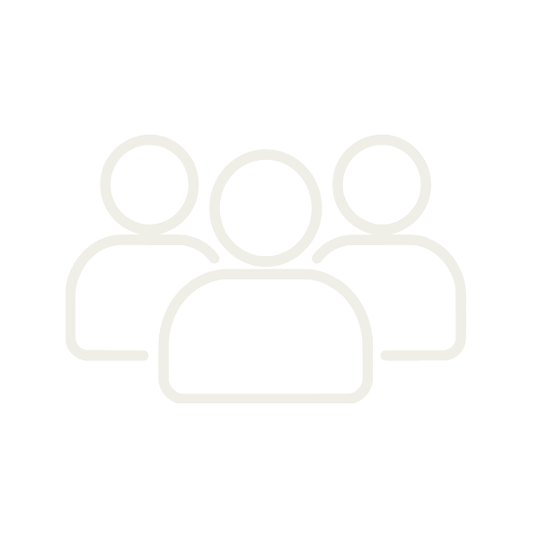 Icon of three people, representing a group or team, on a black background.