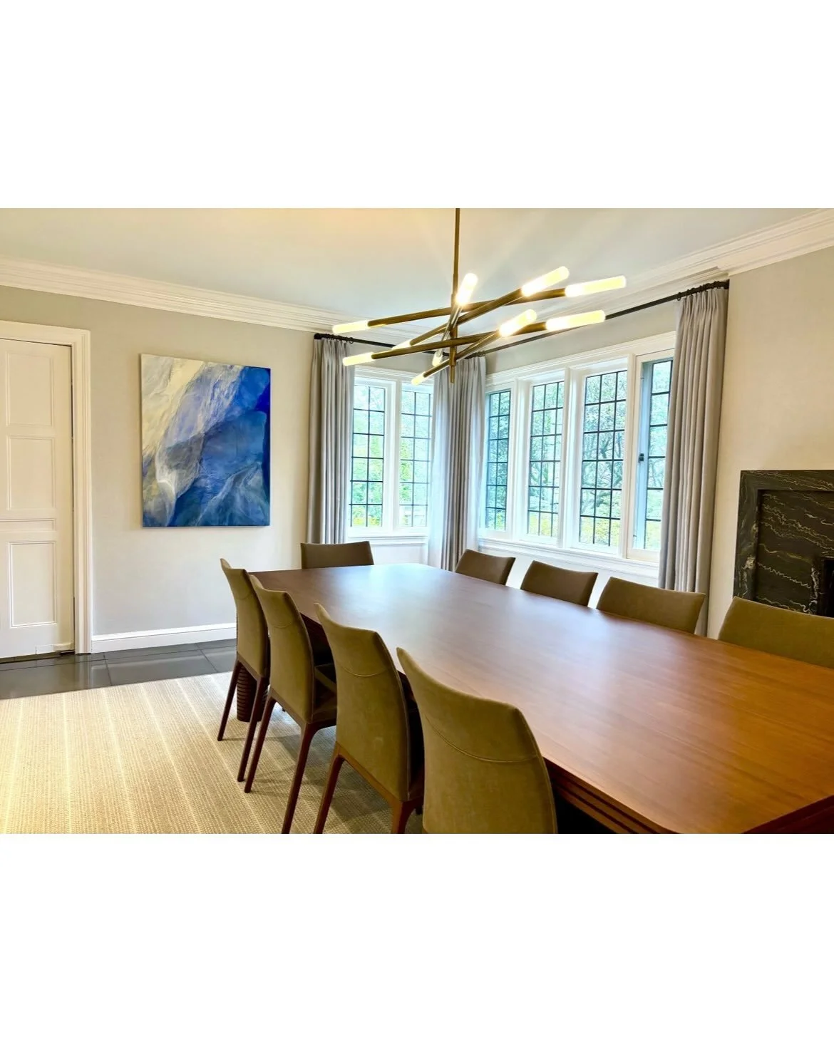 From Our Walls to Yours: Morgan Dyer and Andrew Fish. This collector requested bold pop of color and these paintings delivered. We mixed and matched art from two exhibits. Morgan Dyer&rsquo;s painting Wind; exhibited in A Quiet Wild and Andrew Fish&r