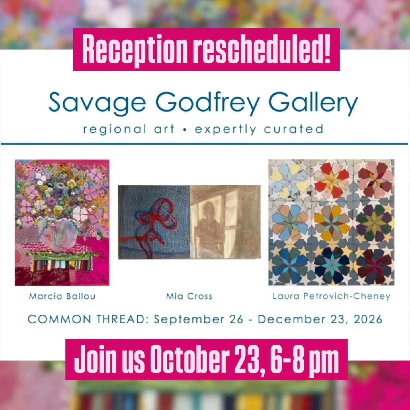 🌧 RESCHEDULED: Join us October 23 from 6-8 pm to celebrate Common Thread.

Stay dry this weekend!

@christinamarygodfrey @savagesunne