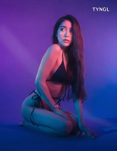 Graceful Gaze in Black Bikini