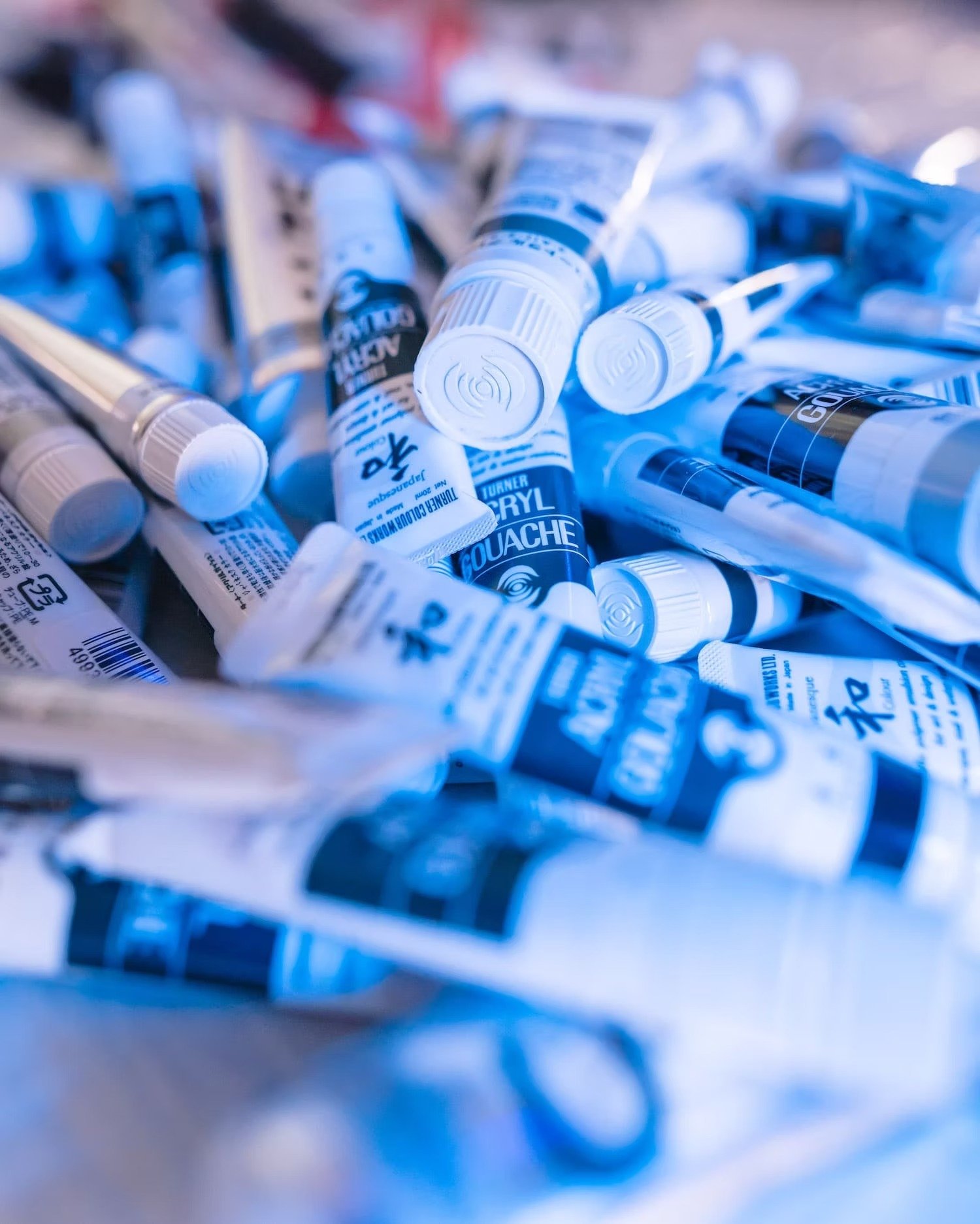 Close Up of Paint Tubes at Art Event