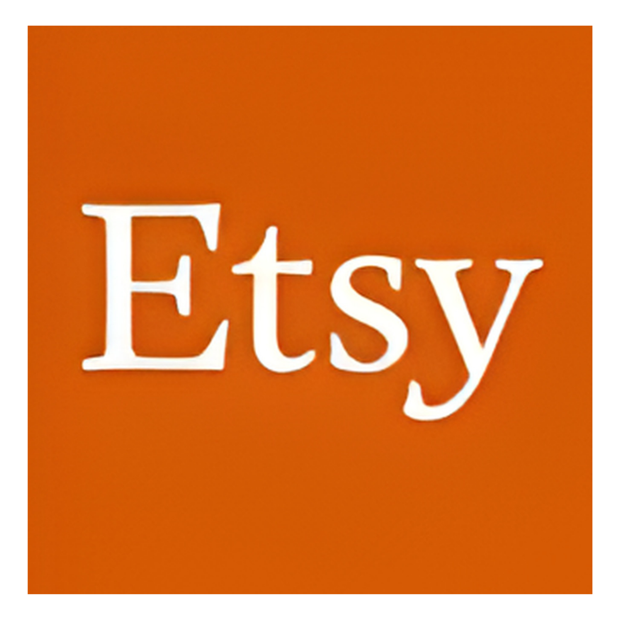 Close-up of an orange background with white text part of the word 'Etsy' visible.