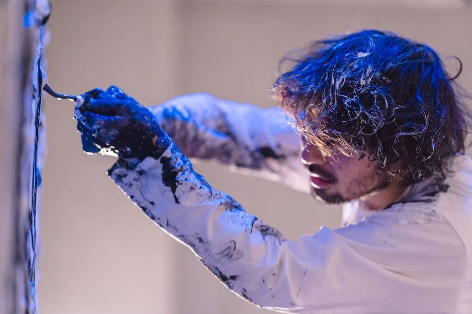 Artist Painting with Intensity