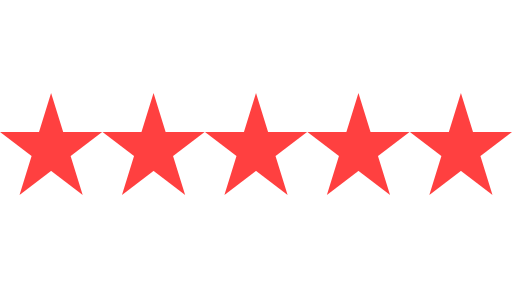 Five red stars aligned horizontally on a black background.