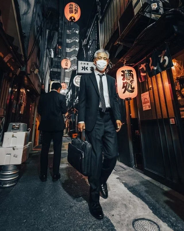 Businessmen Walking in Tokyo Alley