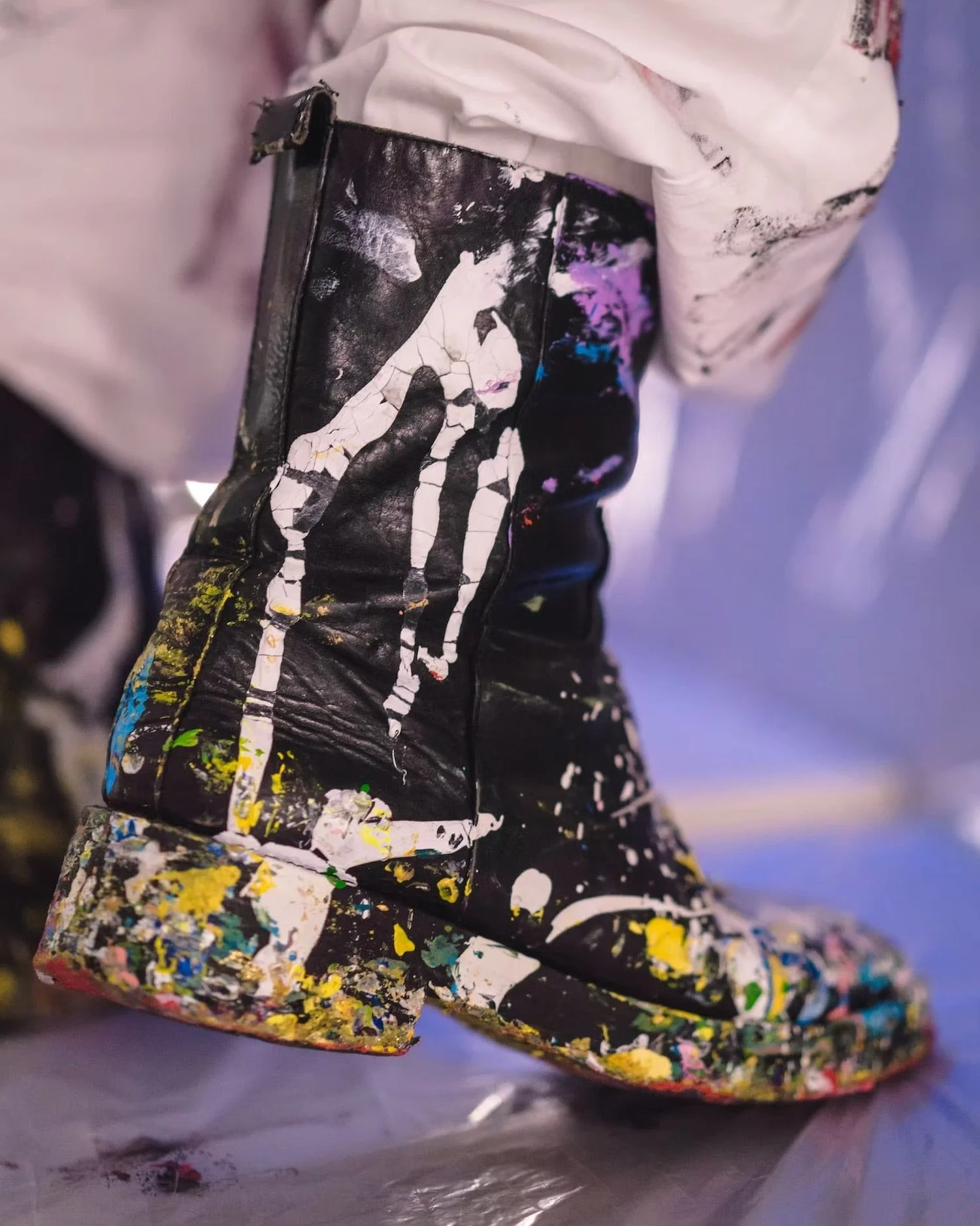 Artist's Paint- Splattered Boots
During Live Painting Performance