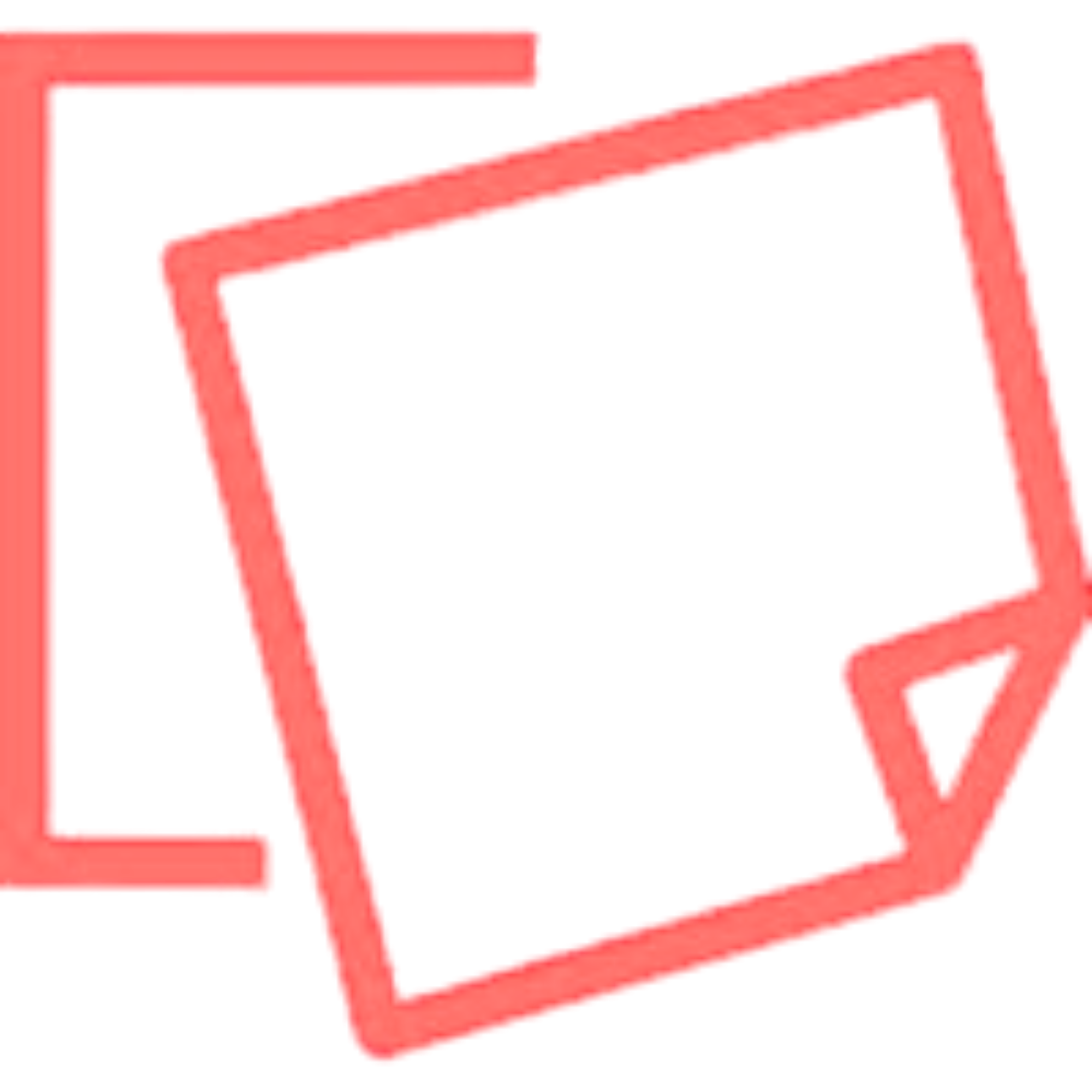 A red, three-dimensional, hollow cube with rounded edges and a textured surface, standing upright against a transparent background.