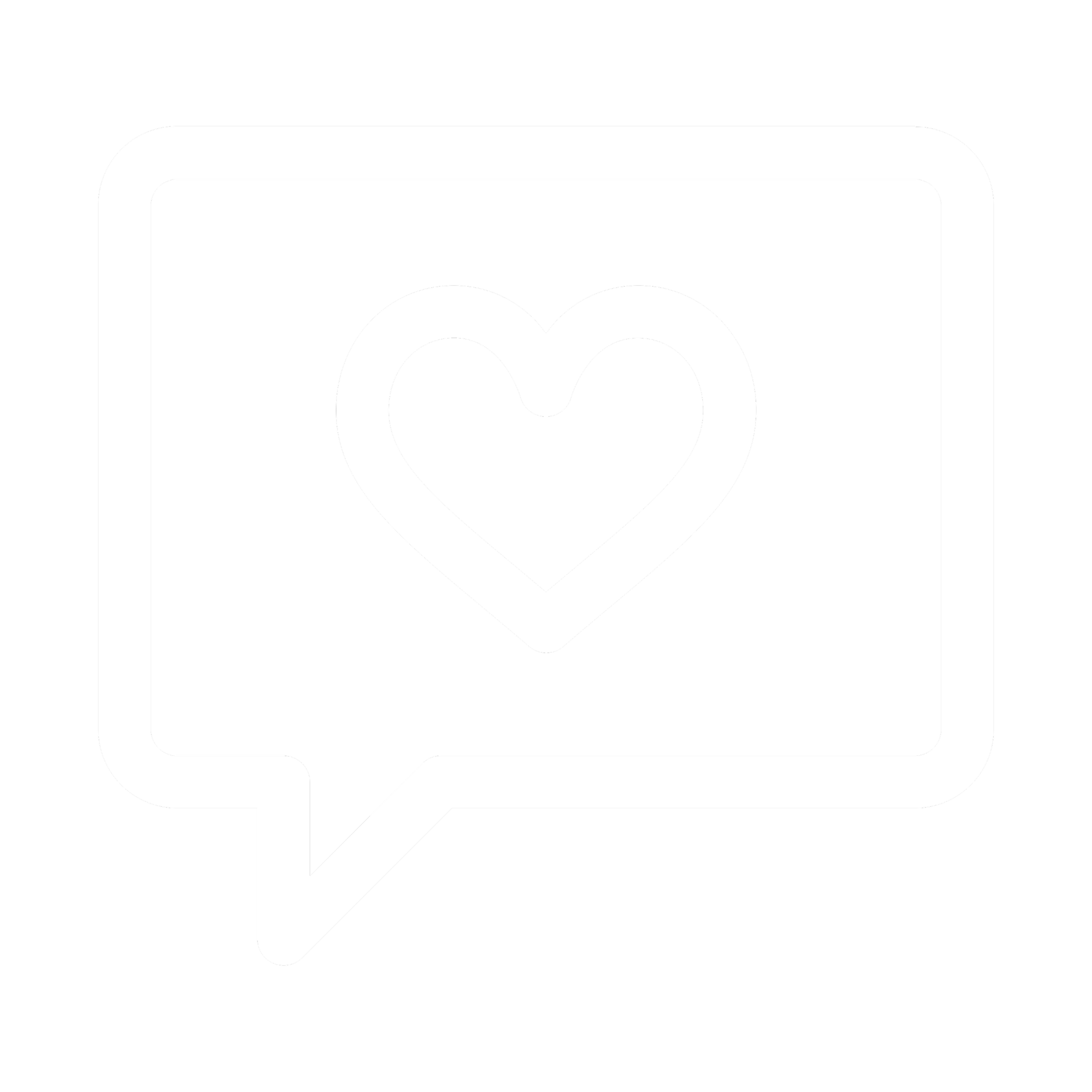 Icon of a speech bubble with a heart inside.