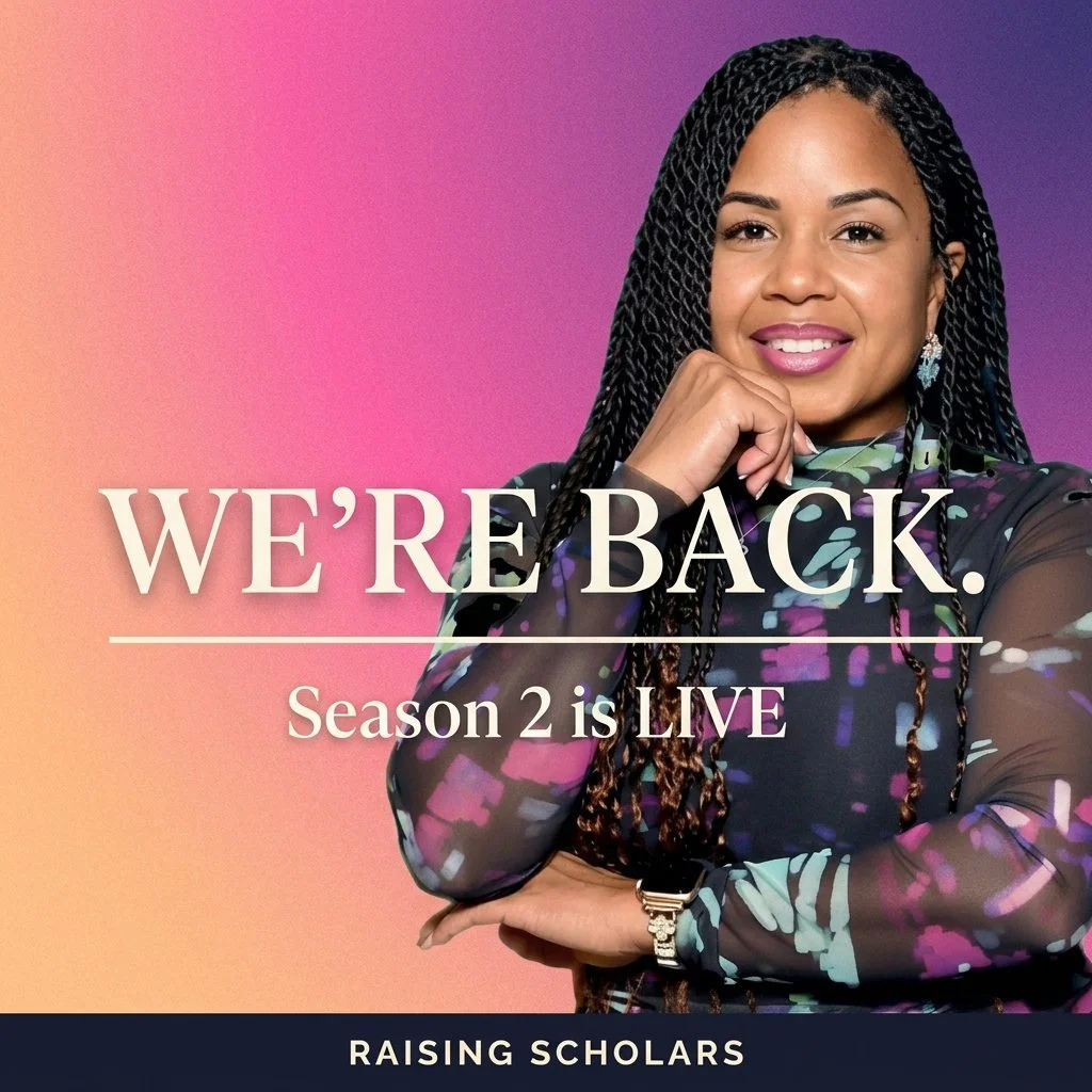 🎉 WE ARE OFFICIALLY BACK! ✨

Season 2 of the Raising Scholars Podcast is LIVE right now and I am so ready for this journey with you! 🎙️

This season we're going deep on the R.A.I.S.E.&trade; Framework &mdash; your anchor for raising confident, inde
