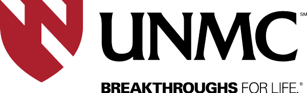 UNMC logo with a maroon shield containing a white 'N' and the words 'UNMC' and 'Breakthroughs for Life'
