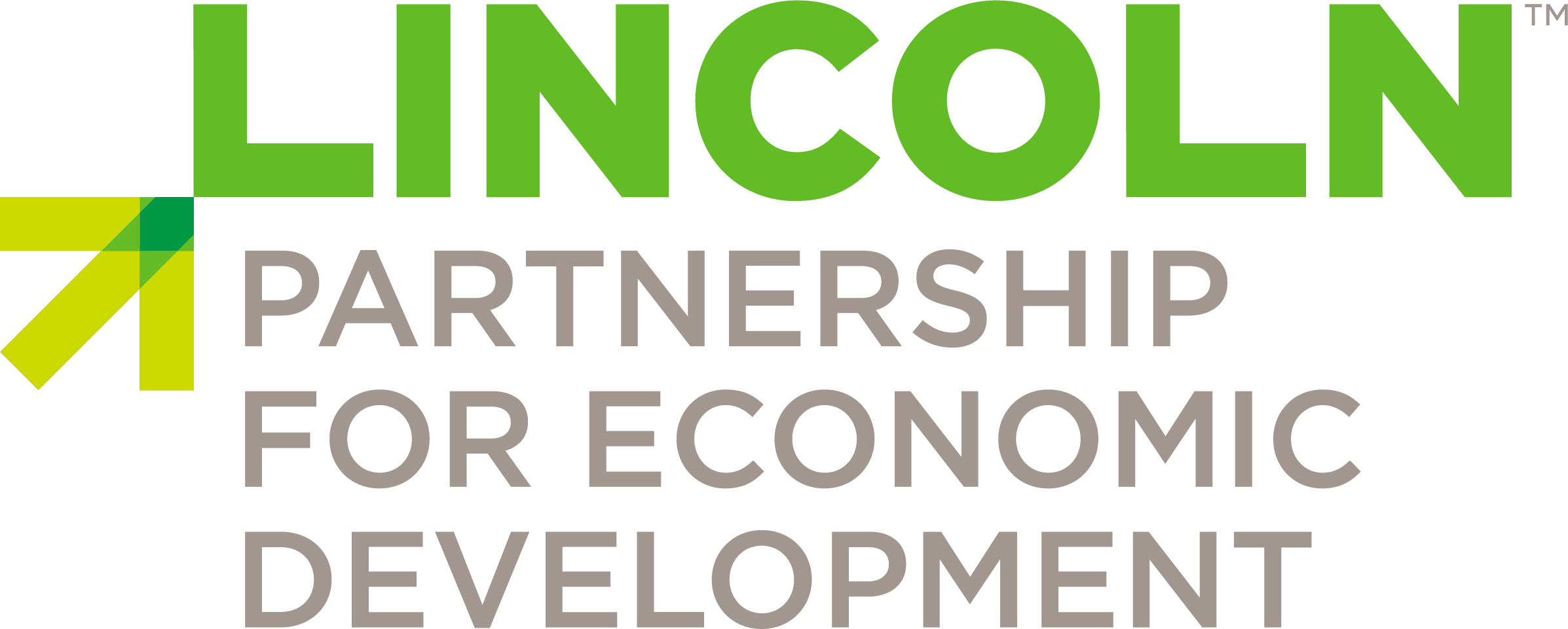 Lincoln Partnership for Economic Development logo with green, gray, and black text and graphic elements.