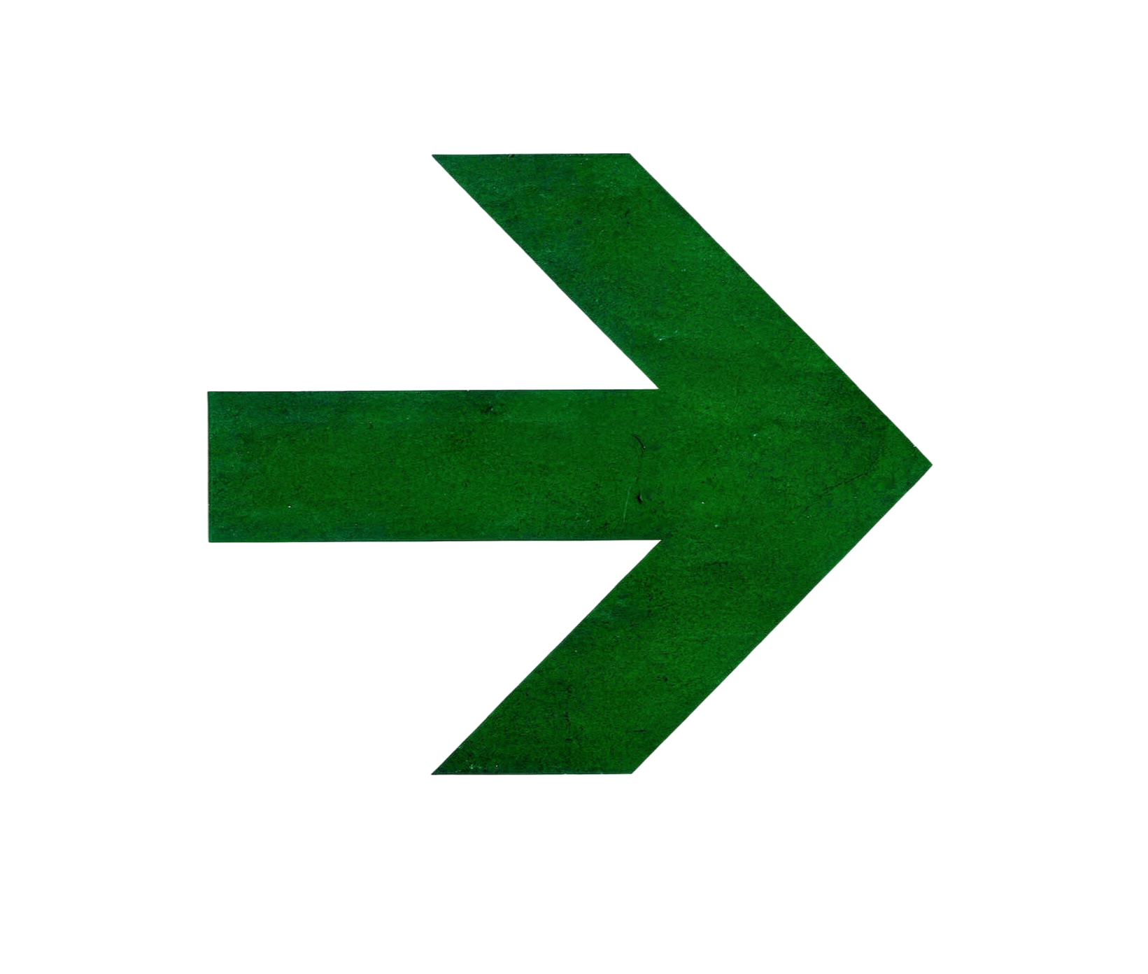 A large metallic green arrow pointing to the right, with a textured surface.