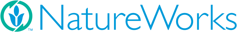 NatureWorks logo with stylized leaf symbol in a circular design and the company name in blue text.