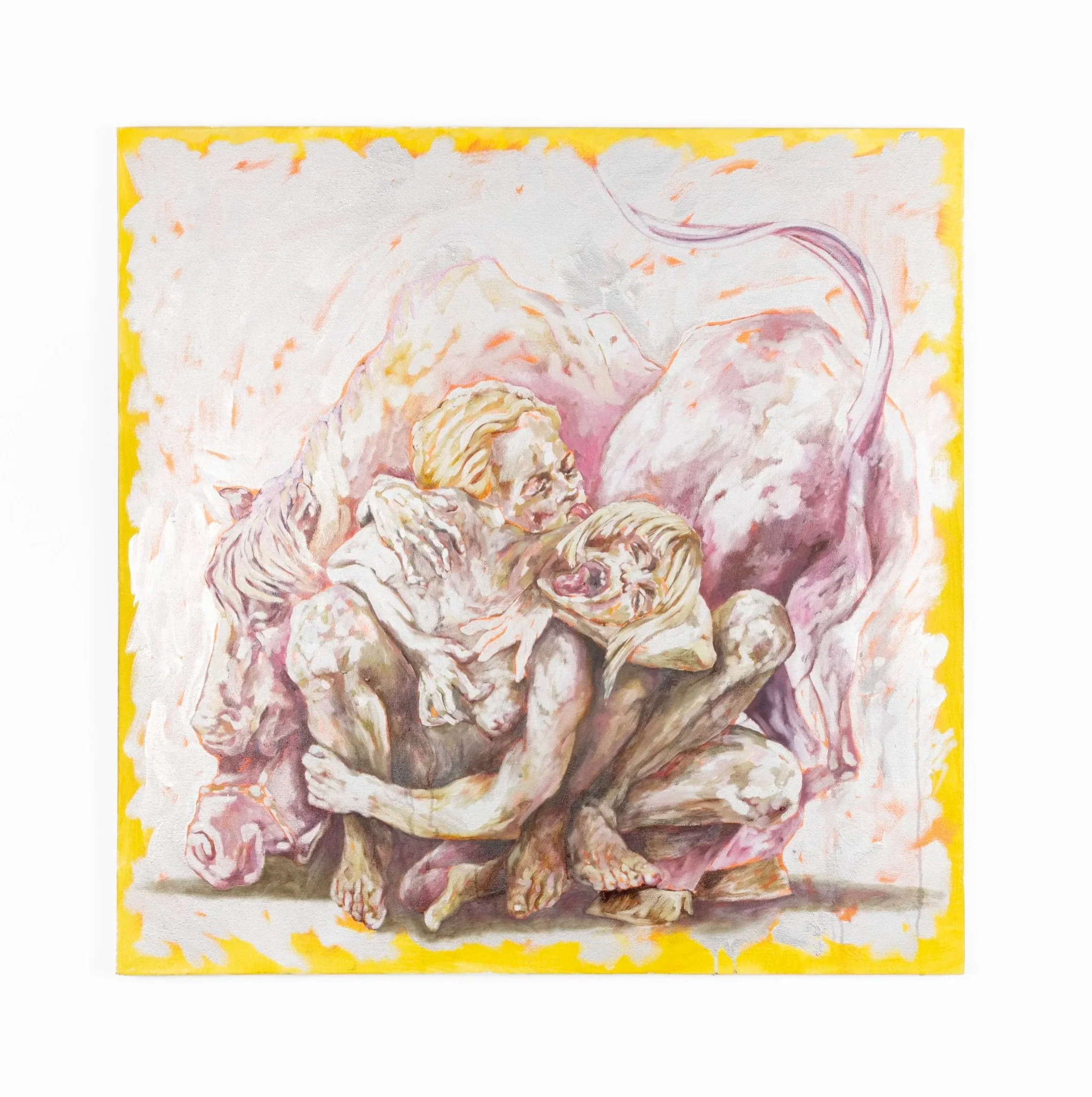 Untitled, oil on silver-coated canvas, 36 x 36 In, 2025