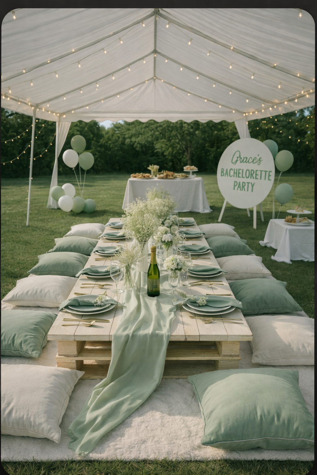 Sage Green Picnic Cushion Seats