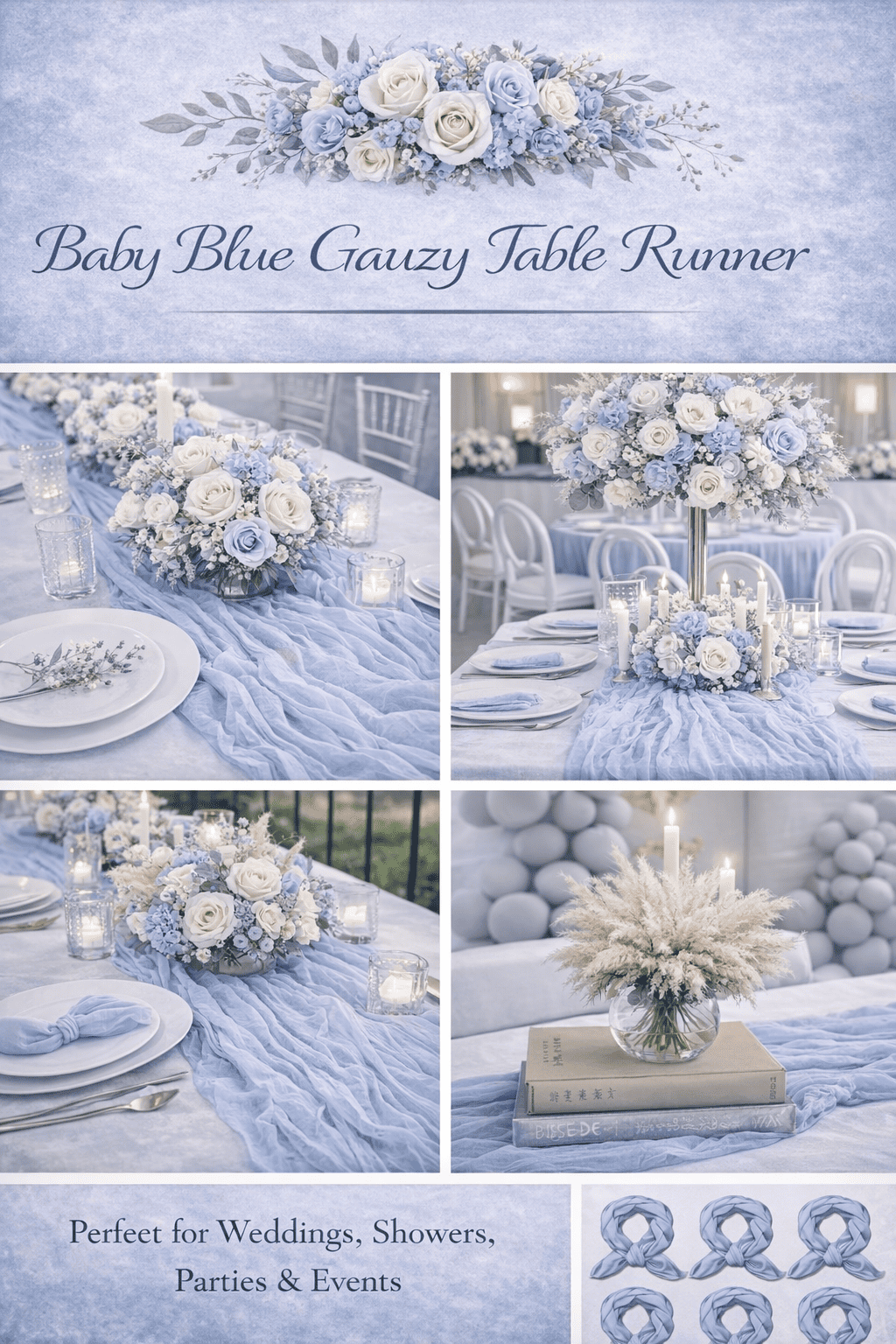 Blue Table Runners — Cheesecloth