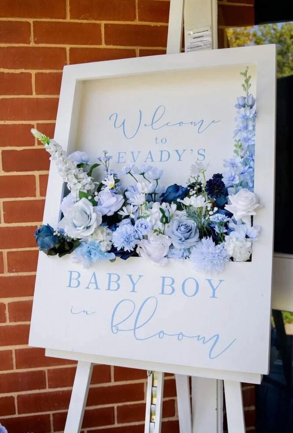 Custom Name Floral Welcome Sign Box Frame for rent