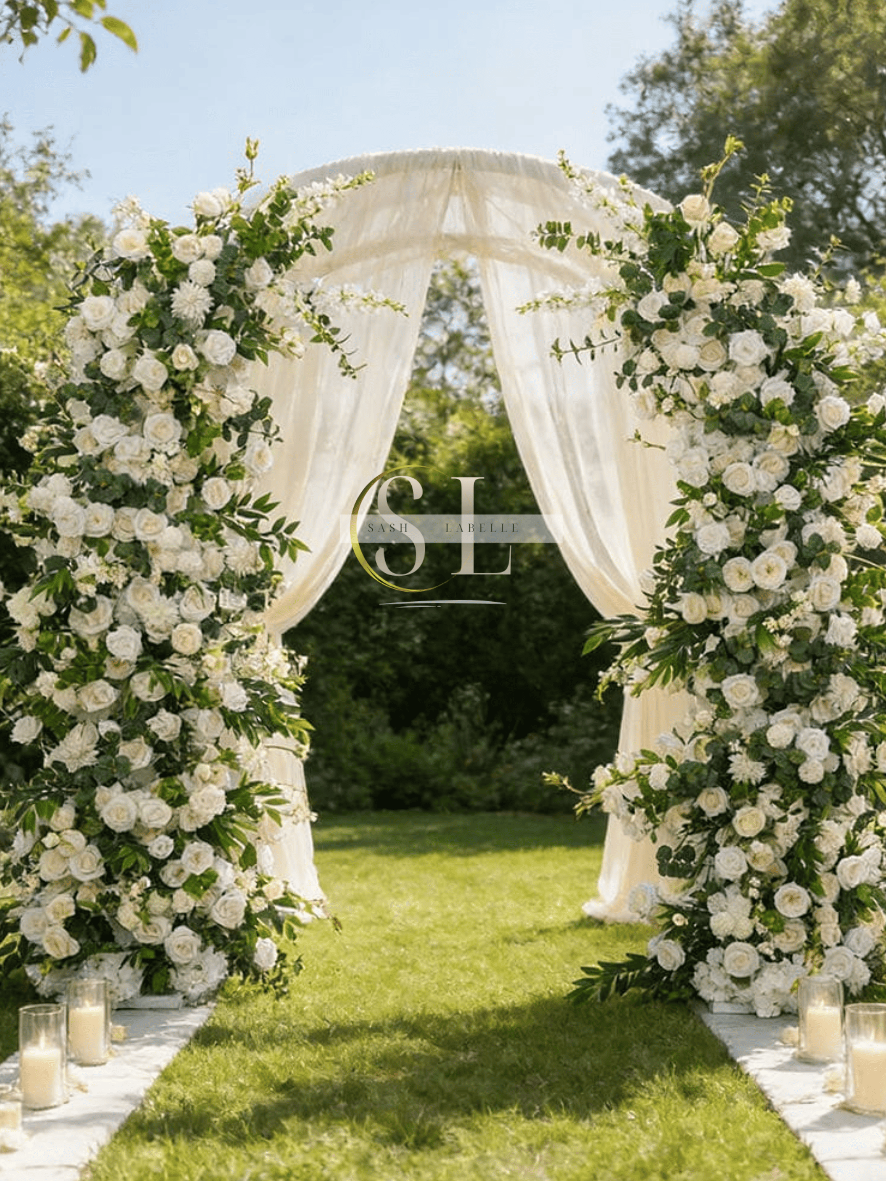 Floral Horn Arch Stand Green