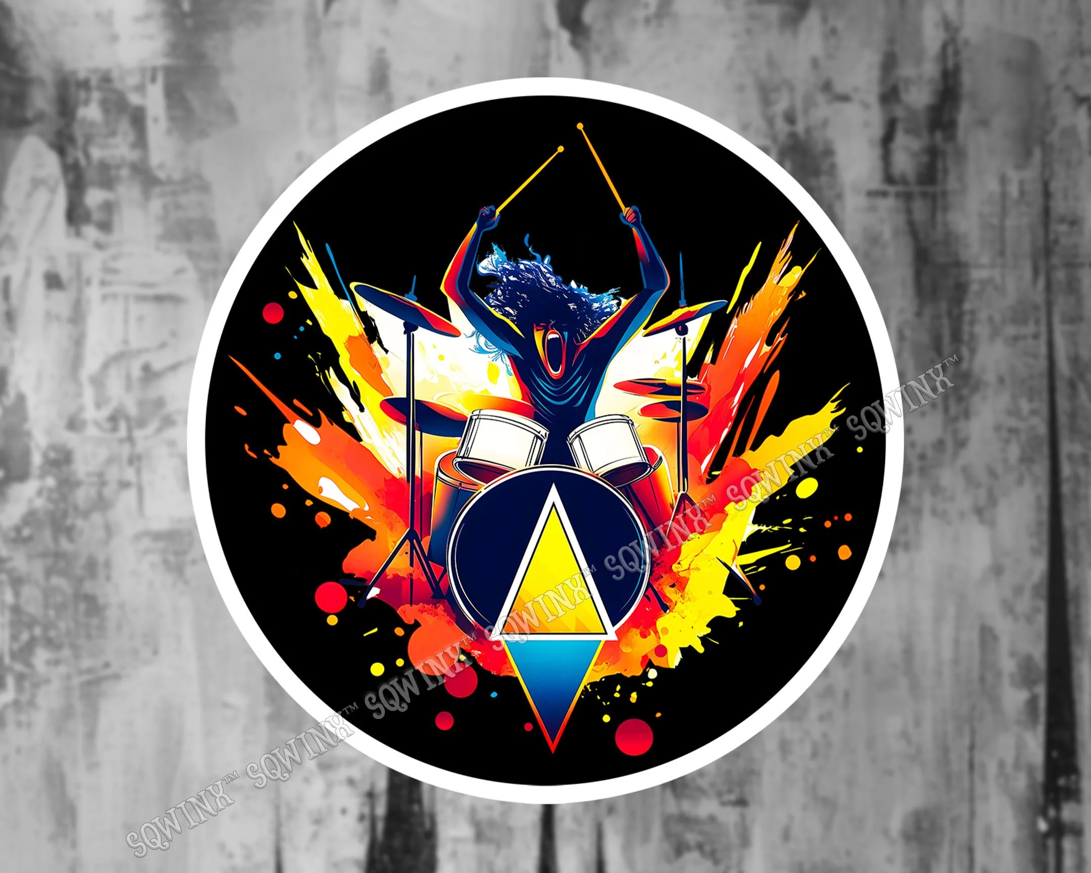 Sqwinx™ KIss cut sticker, colorful explosive Drum decal