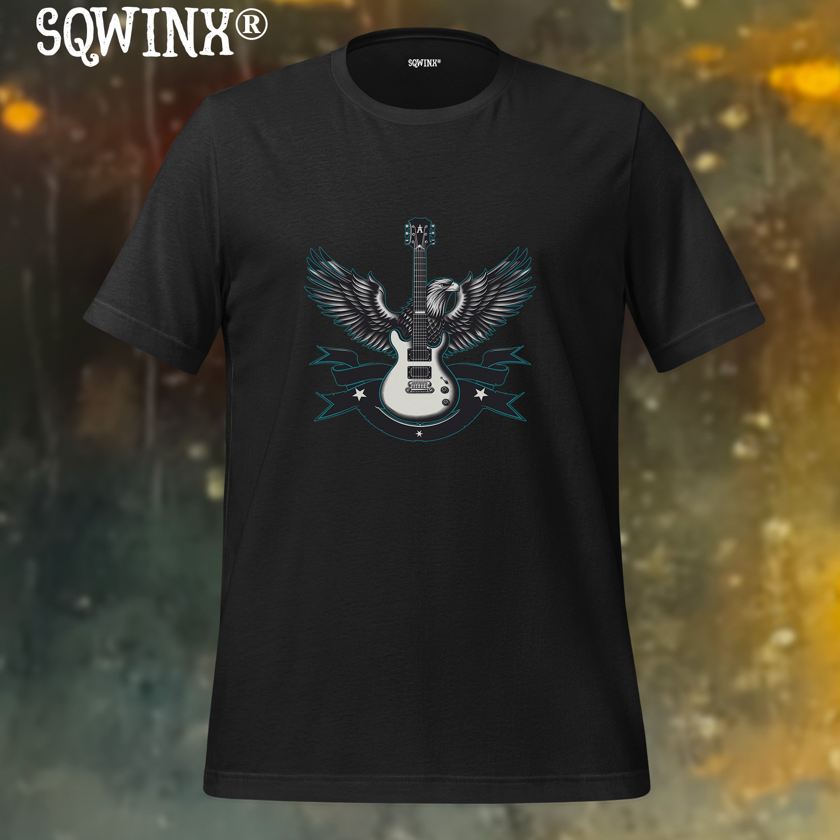 Fantastic Eagle and Electric Guitar Graphic T-Shirt | Rock n Roll Tee | Sqwinx®