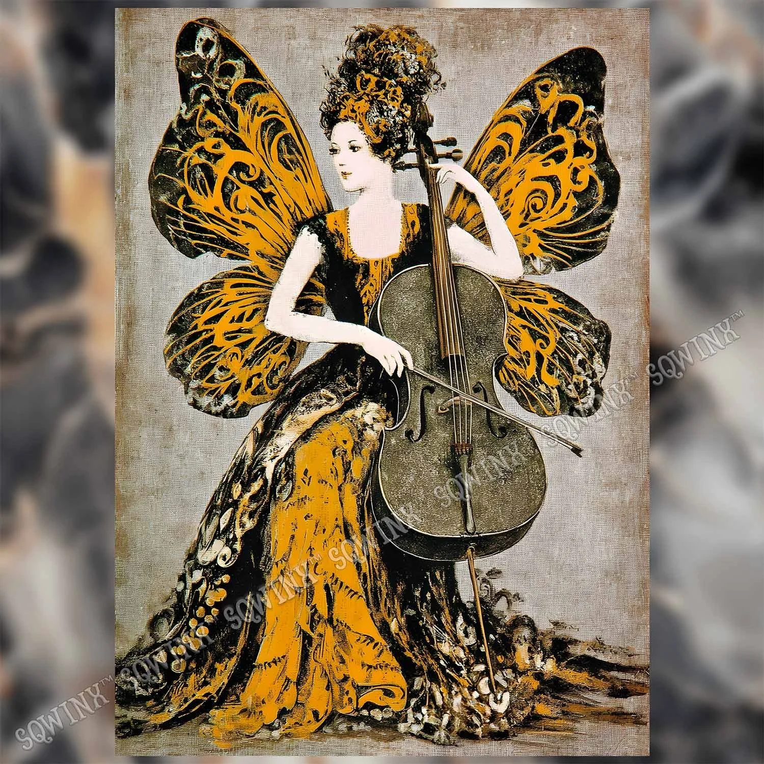 Enchanting Cello Fairy Greeting Card | All Occasions 5x7 | Sqwinx™