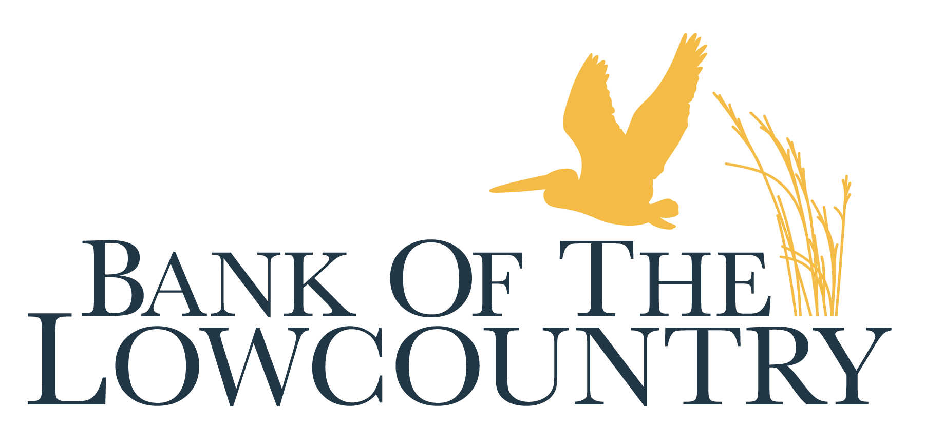 Logo for Bank of the Lowcountry featuring a yellow bird flying towards a cluster of yellow grass.