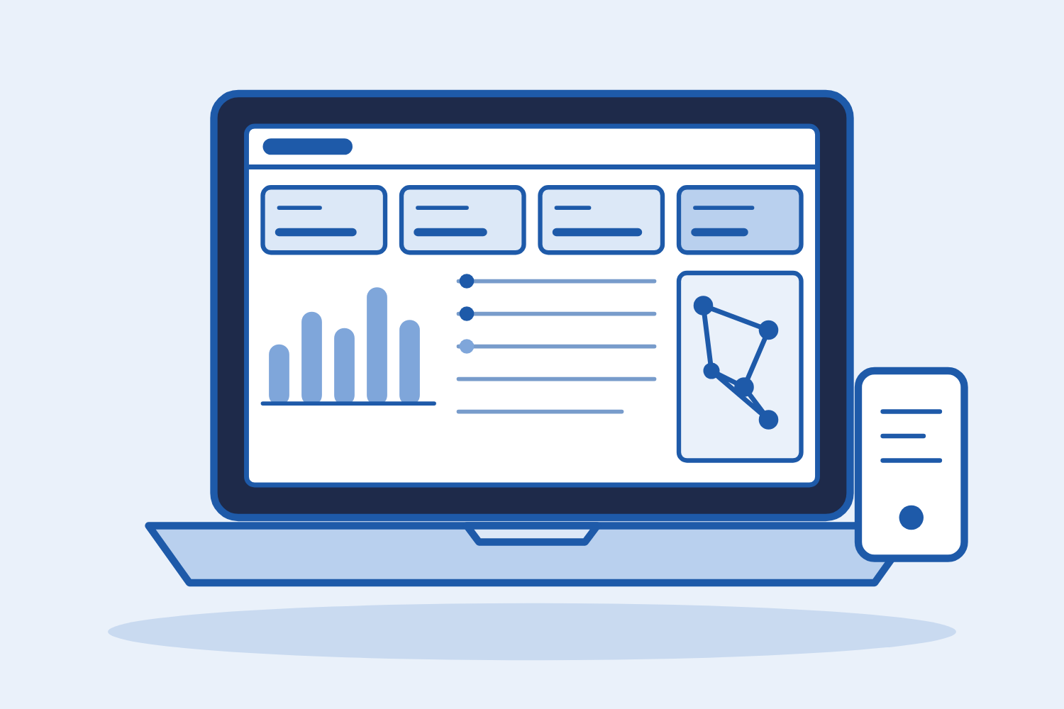 Illustration of the Paragon asset management platform dashboard on a laptop
