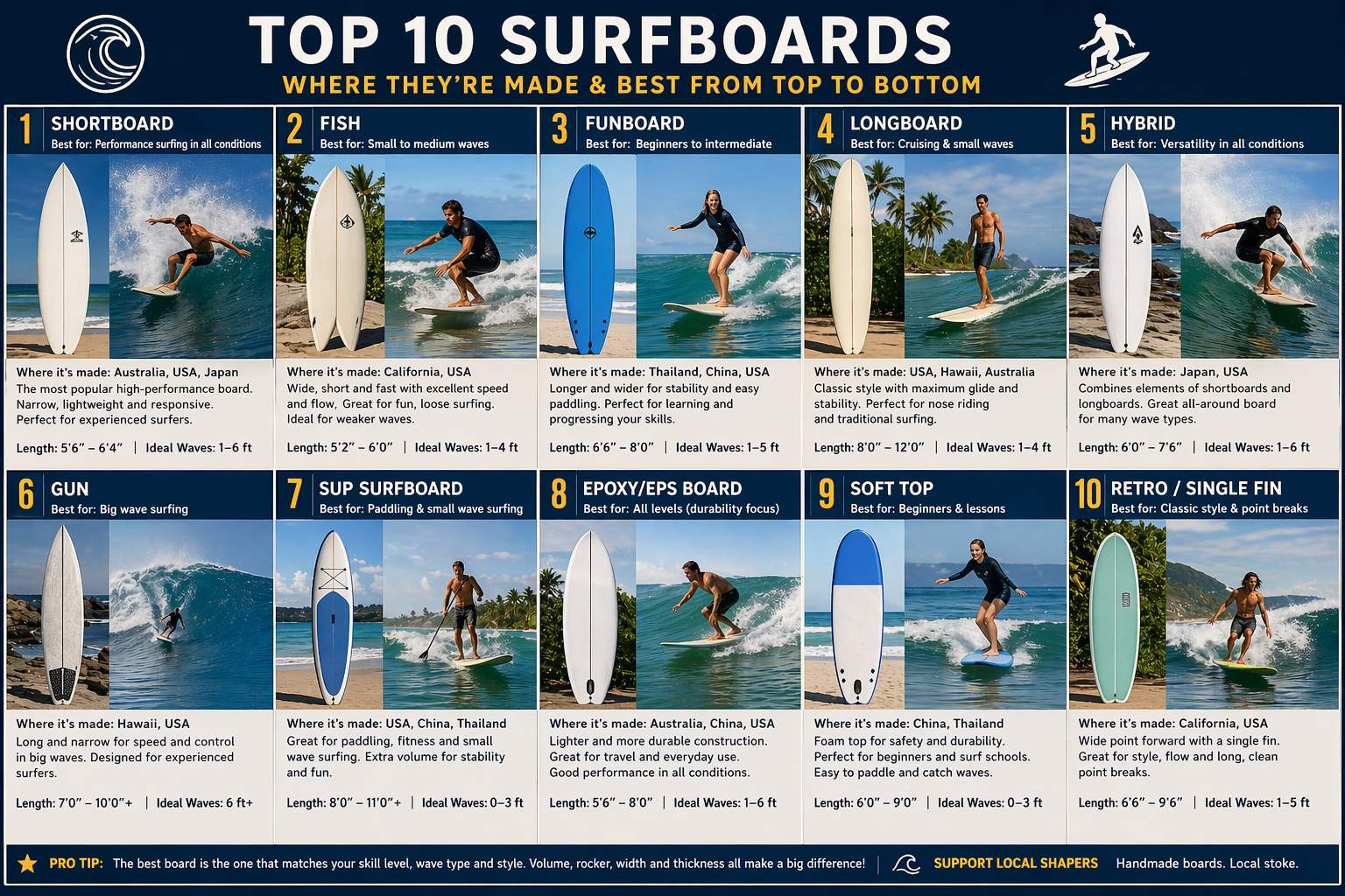 Top 10 Surfboards: Where They’re Made &amp; What Makes Them the Best