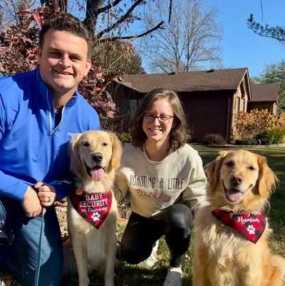 Rob and Sam Clark with their dogs