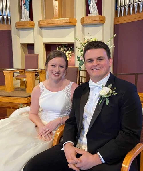 Rob Clark and his wife Sam on their wedding day.