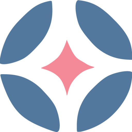 BK Ames icon featuring a blue circle with pink diamond shape in the center