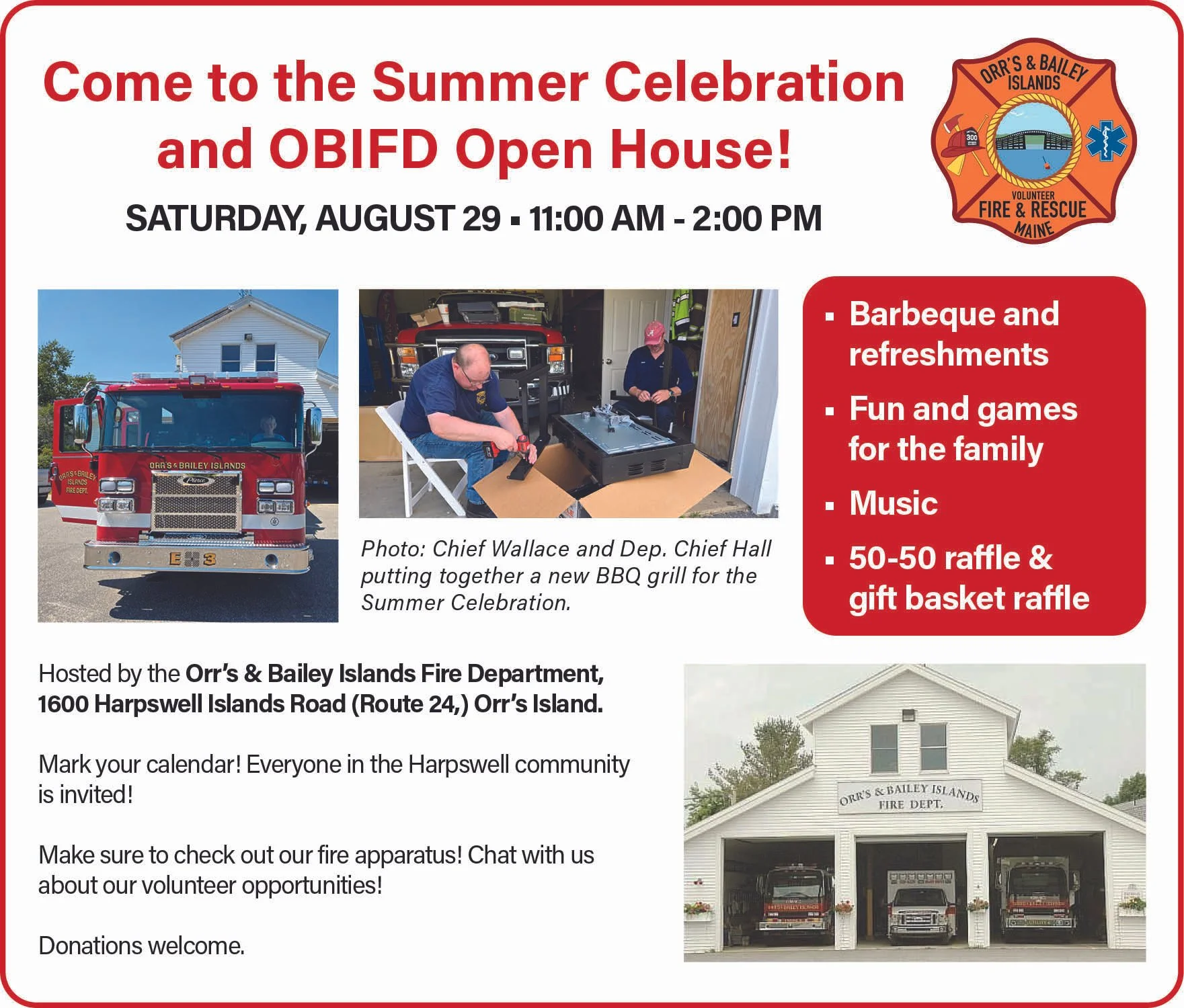 Come to the Summer Celebration and OBIFD Open House on august 29th!