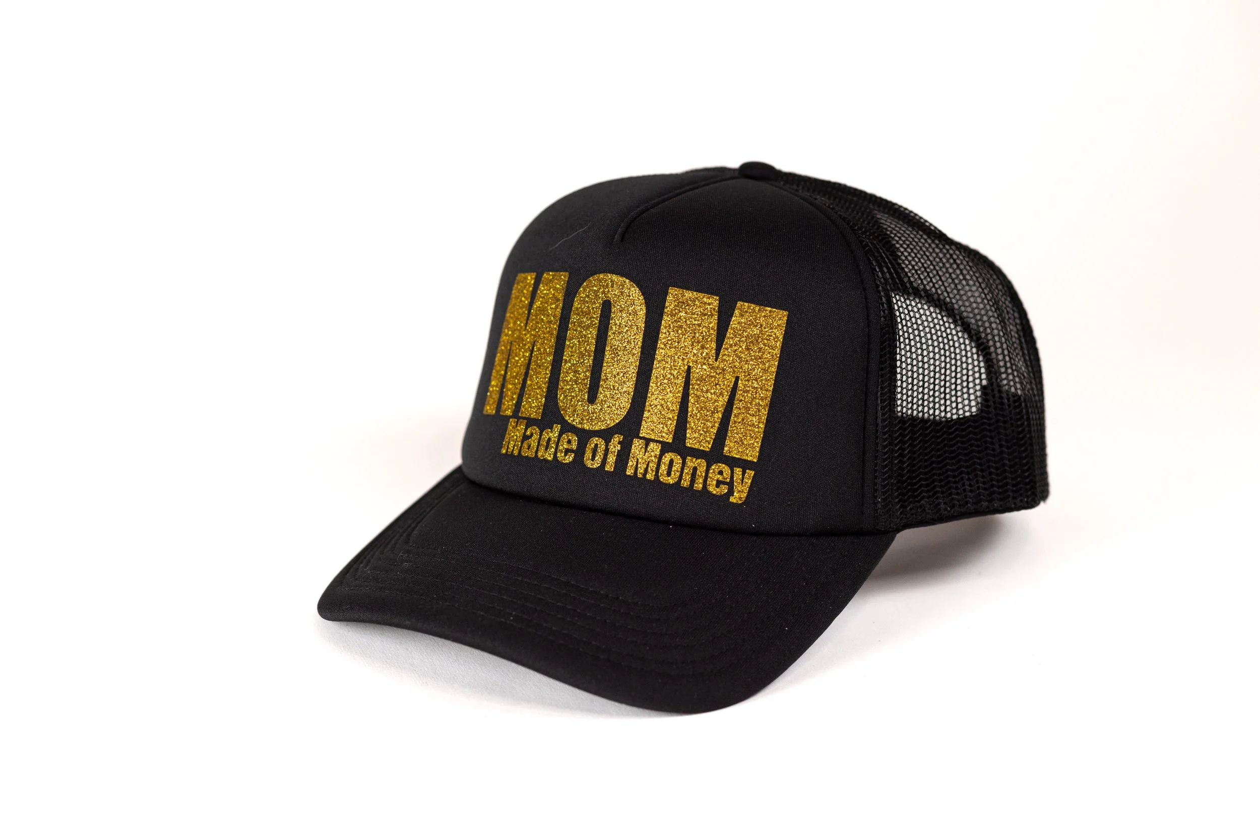 MOM 'Made of Money' Trucker - Black with Gold Glitter