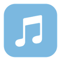Blue app icon with a white musical note