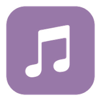 Purple app icon with a white music note symbol