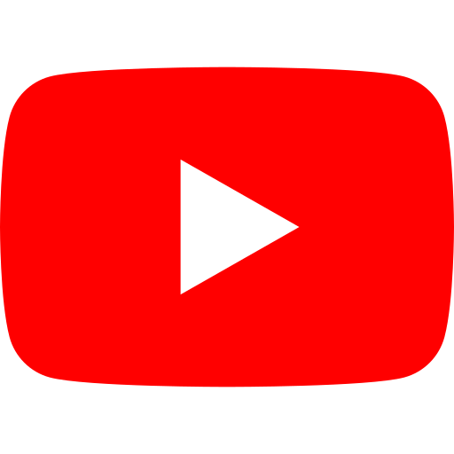 Red YouTube play button logo with white triangle inside.