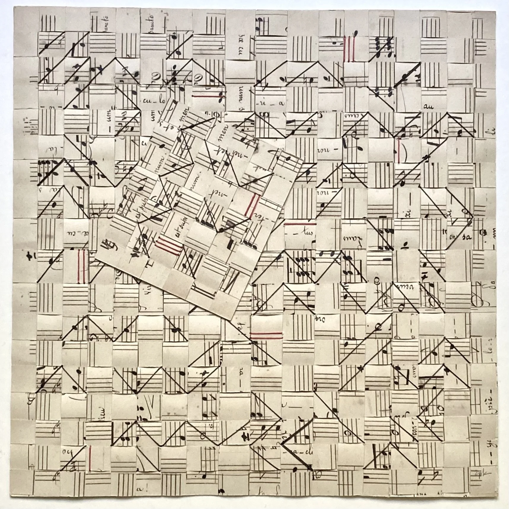 Carole_Kunstadt_Interlude_No._25_thread_paper-19th_C._music_manuscript_9.75_x_9.75in_.jpg