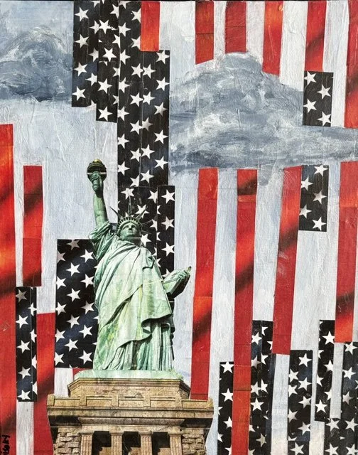 Mitchell Visoky, Standing Tall, Paper collage, acrylic, 14″x11″, $300
