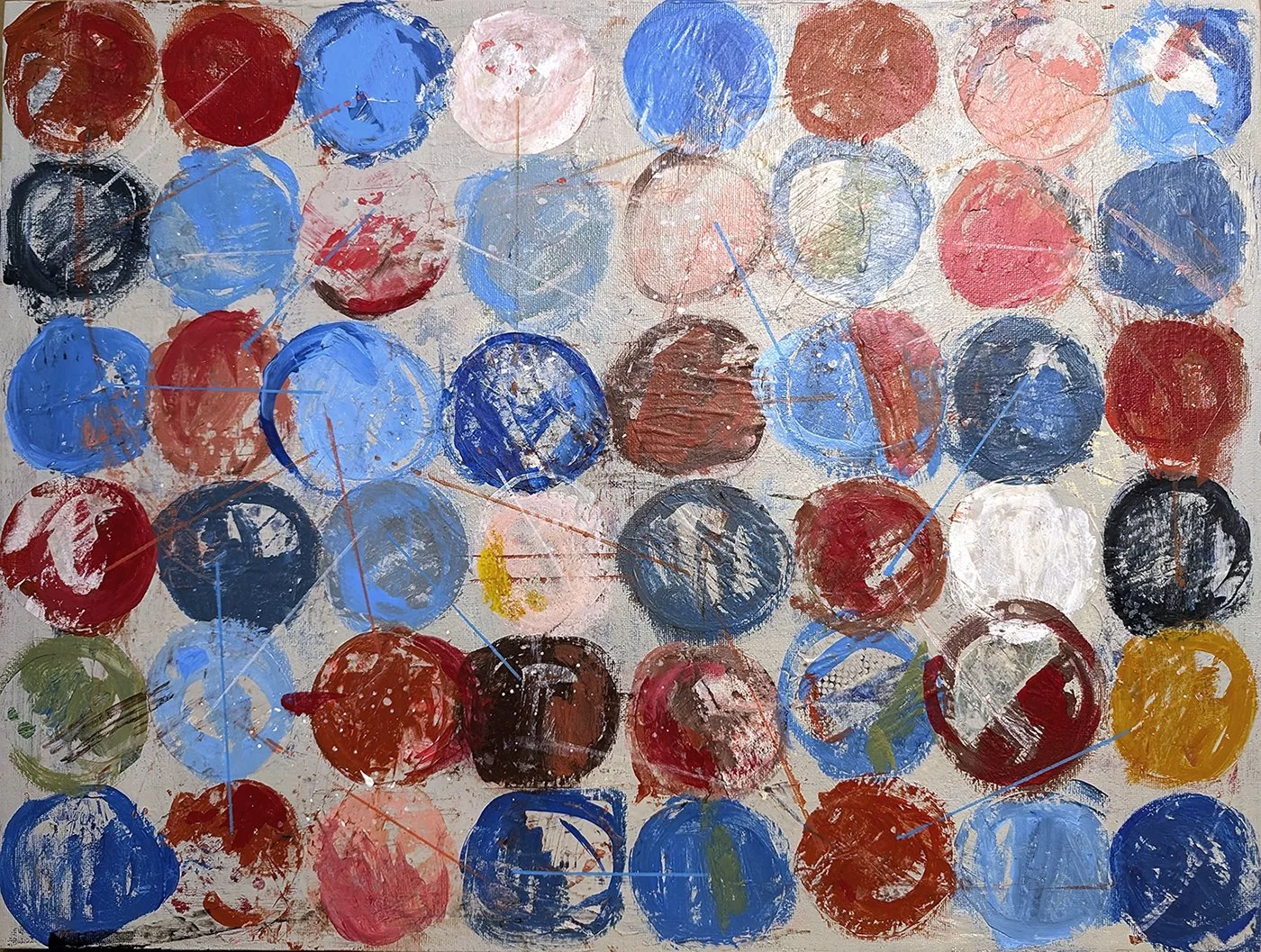 Irina Lubenskaya, Shared Ground - Many Shades of Democracy, mixed-media on canvas, 24×18", $900