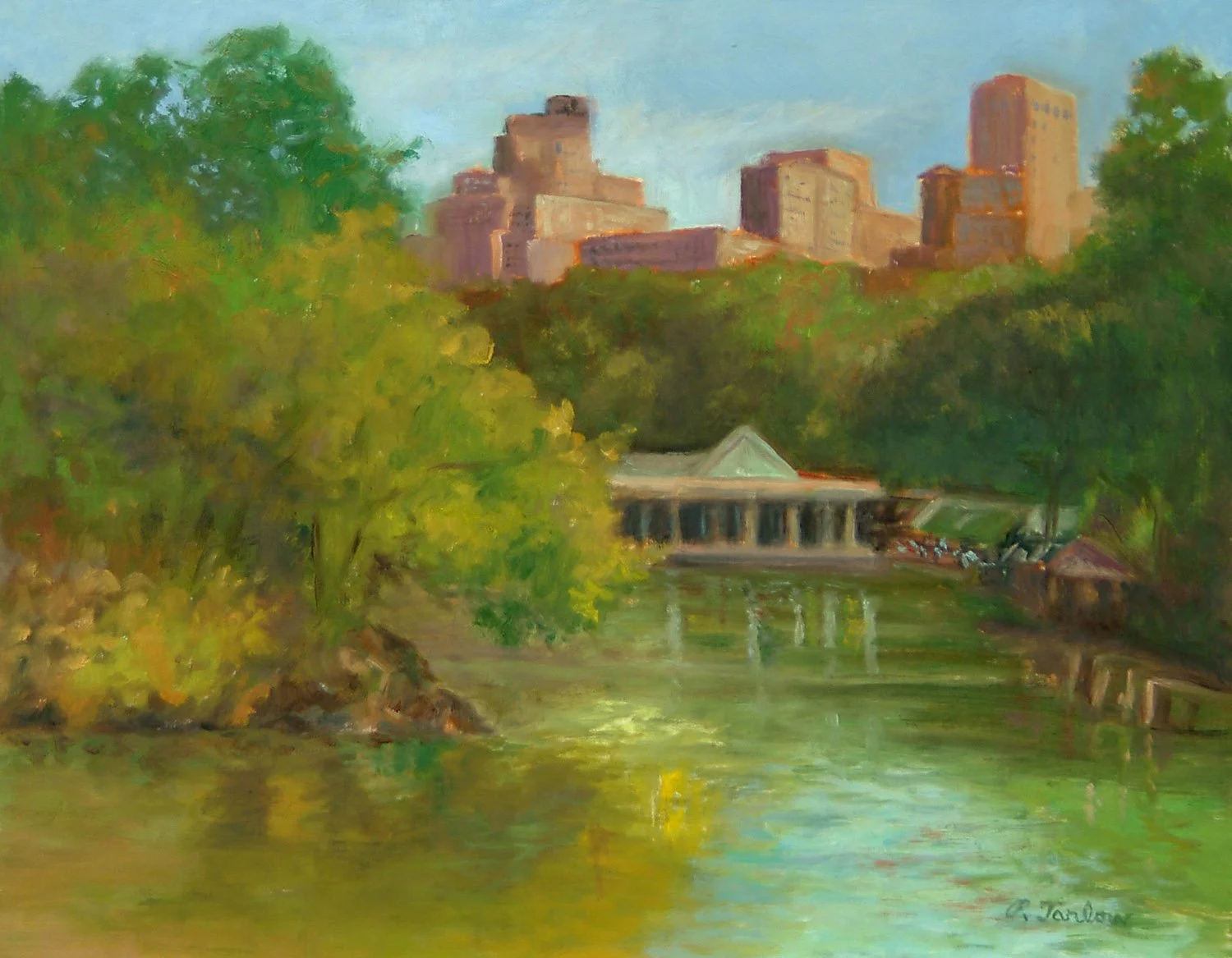 Phyllis Tarlow, Central Park Boathouse, NYC, 11″x14″, Oil, $650