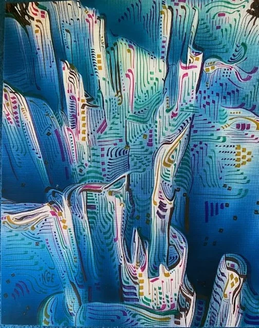 Inge Pape TRAMPLER, Flying High, Acrylic wash , 8.5″x11″, $300