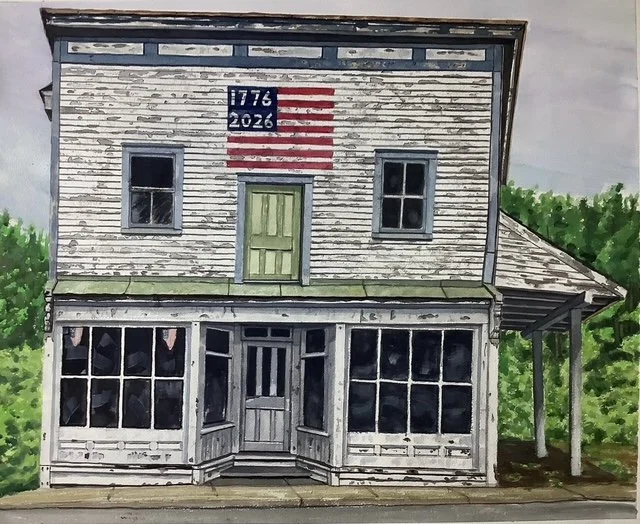 Jim Maciel, Country Store, watercolor, 24″x30″, $250